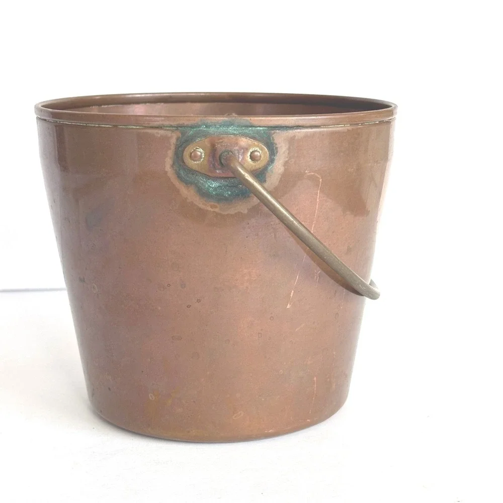 Vintage Copper Bucket with Handle Rustic Farmhouse Pail Planter Decor West Bend